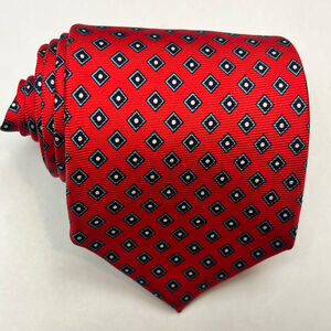 The Custom Shop Shirtmakers Mens Silk Tie Geometric Diamond Red Blue Necktie